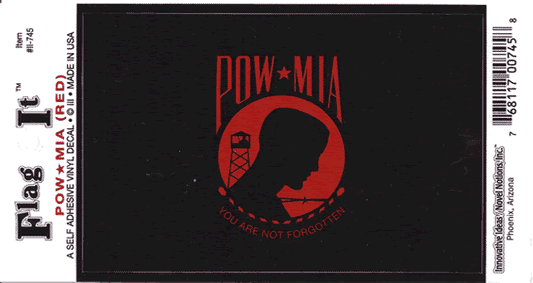 POW/MIA Red Decal Sticker