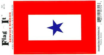 Flag It service ribbon with a blue star on a red background