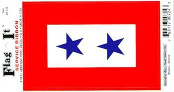 Flag It service ribbon with two blue stars on a red background