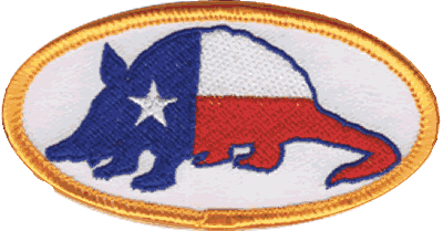 Texas Armadillo Patch Iron On Patches - From Flag It Products
