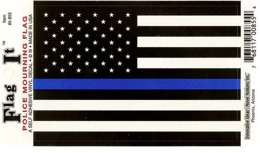 Police Memorial Thin Blue Line Flag Decal Sticker
